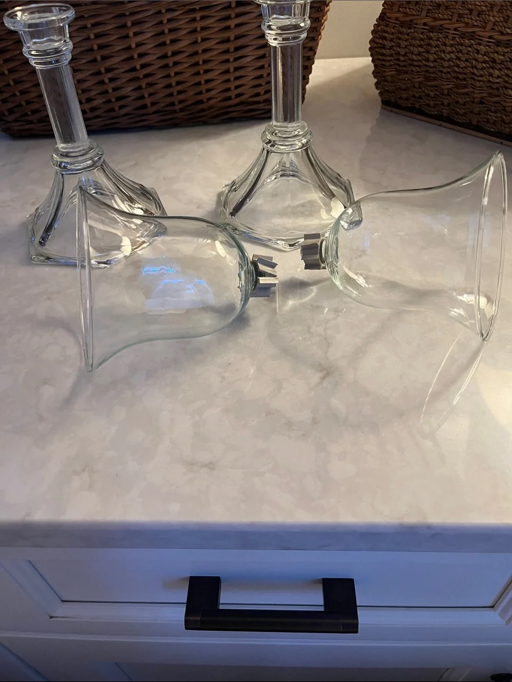 Vintage Home Interiors glass candle holders with peg votive cups holders